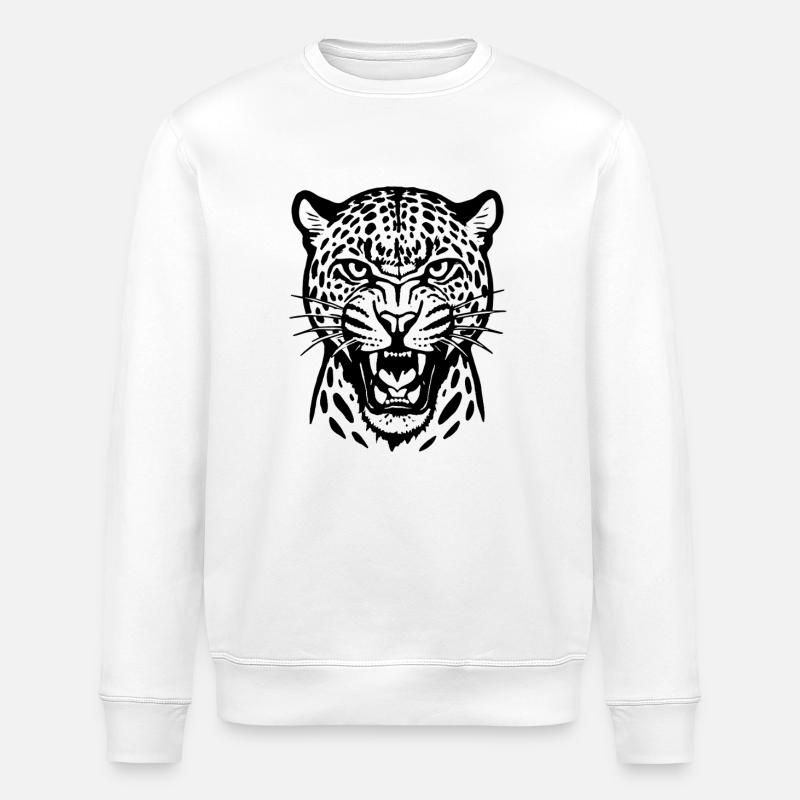Leopard - Raubkatze, Afrika - Stanley/Stella Unisex Bio-Sweatshirt ROLLER - Weiß