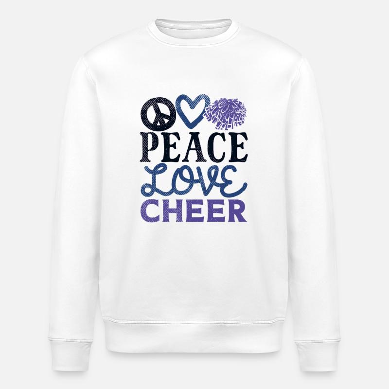Peace Love Cheer Design - Stanley/Stella ROLLER Unisex Organic Sweatshirt - white