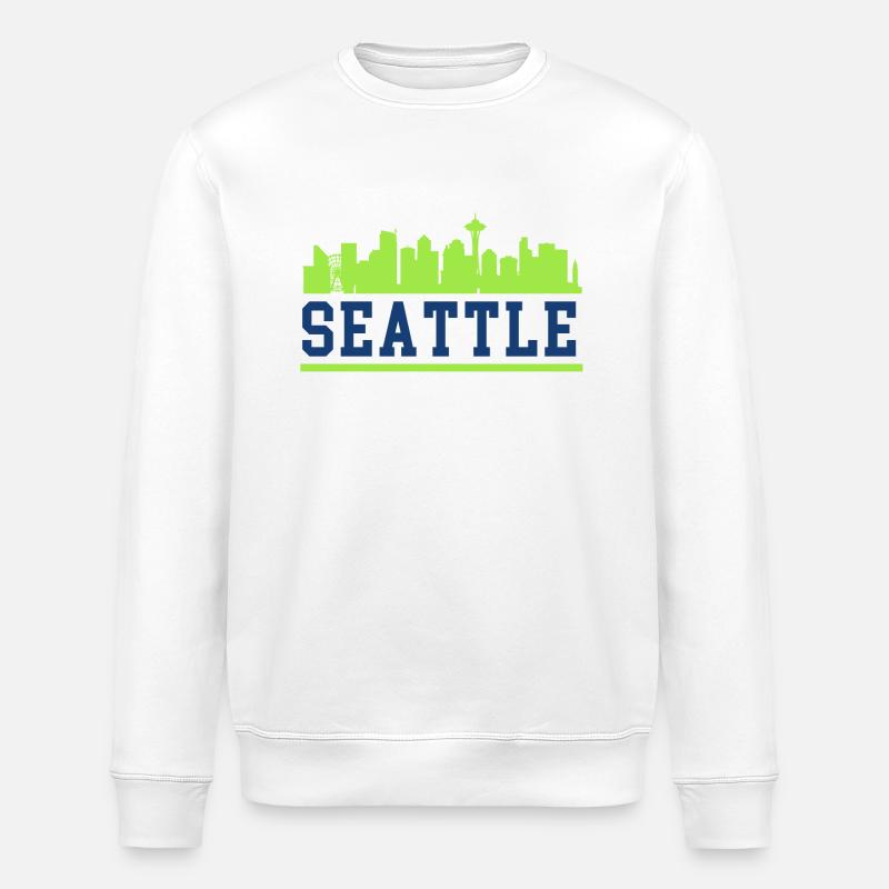 Seattle Skyline, Washington, États-Unis - Sweat bio ROLLER Stanley/Stella Unisexe - blanc
