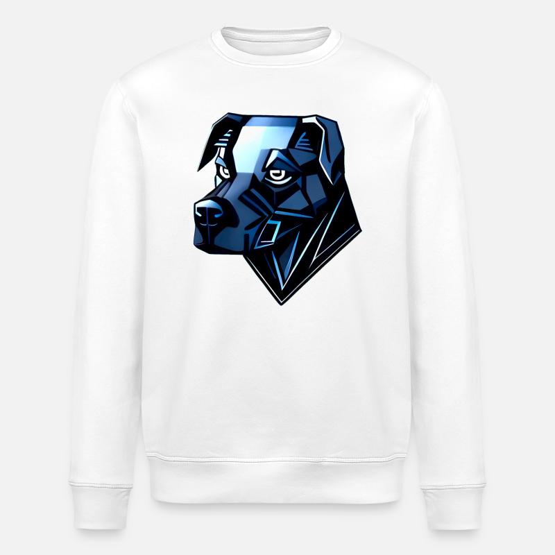 Hund Dobermann - Blaue Polygone - Stanley/Stella Unisex Bio-Sweatshirt ROLLER - Weiß