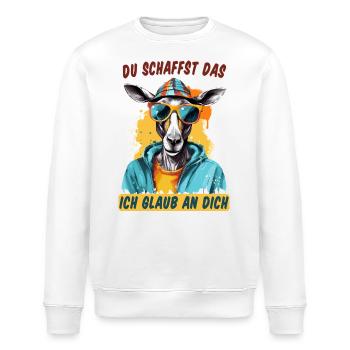 Du schaffst das! Ich glaub an dich! Glücksbringer - Stanley/Stella Unisex Bio-Sweatshirt ROLLER - Weiß - Vorne - Nik (191cm)