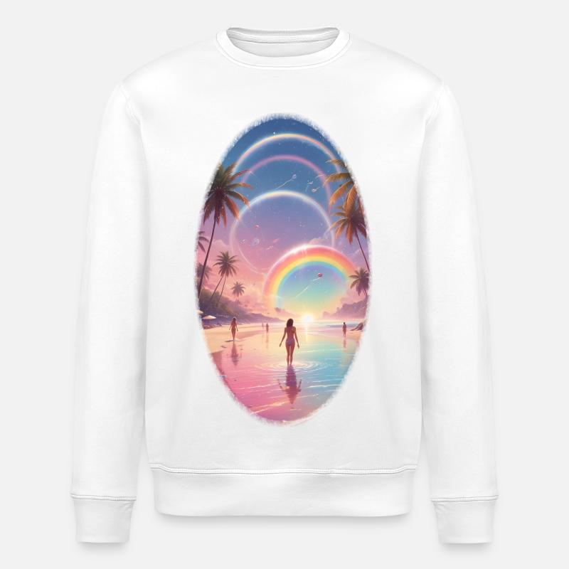 Pastel Beach Rêve arc-en-ciel - Sweat bio ROLLER Stanley/Stella Unisexe - blanc
