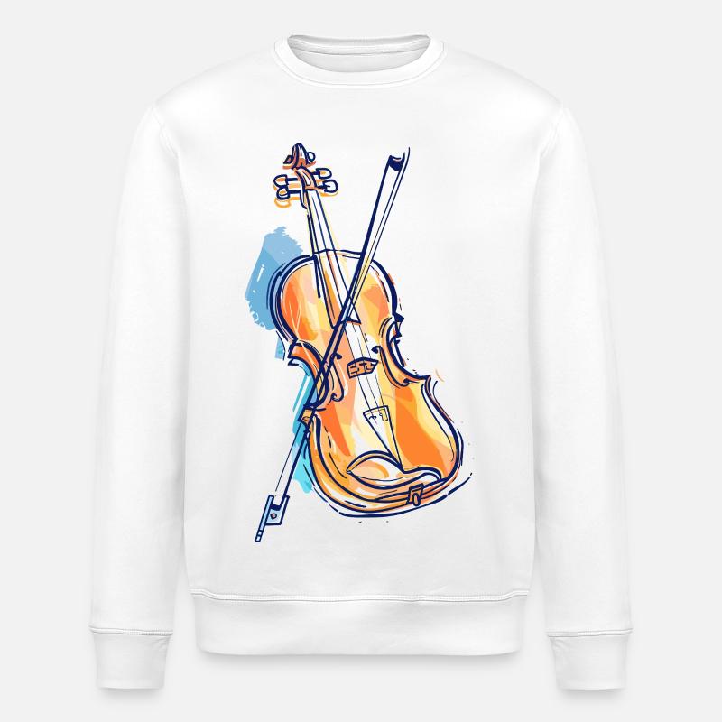 Violin Drawing - Stanley/Stella ROLLER Unisex Organic Sweatshirt - white