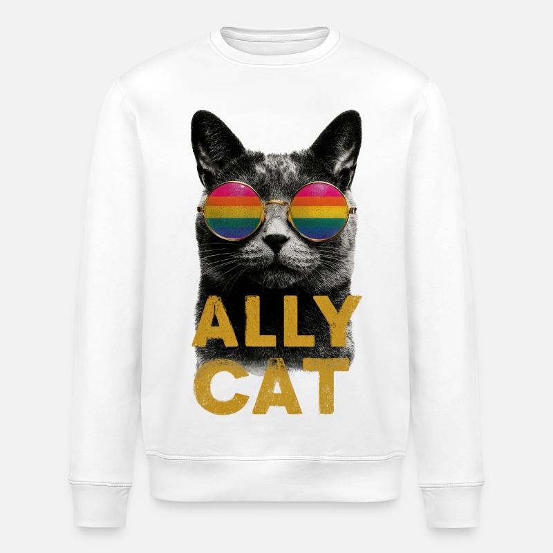 Hippie-Kater mit Sonnenbrille - Stanley/Stella Unisex Bio-Sweatshirt ROLLER - Weiß