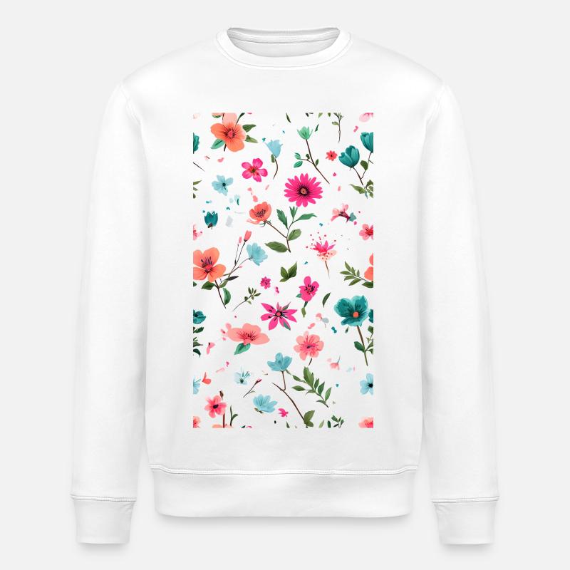 Lebendiges Blumenmuster Kunst - Stanley/Stella Unisex Bio-Sweatshirt ROLLER - Weiß