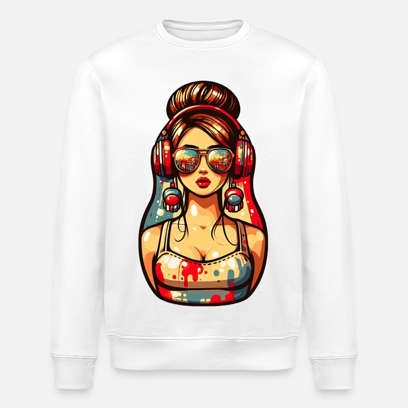 Russe Matriochka Musique Russie Russe - Sweat bio ROLLER Stanley/Stella Unisexe - blanc