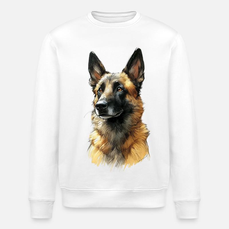 Schäferhund Porträt Illustration - Stanley/Stella Unisex Bio-Sweatshirt ROLLER - Weiß