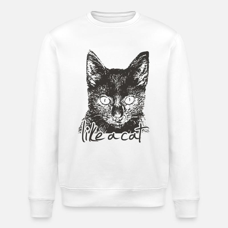 Cat - Stanley/Stella ROLLER Unisex Organic Sweatshirt - white