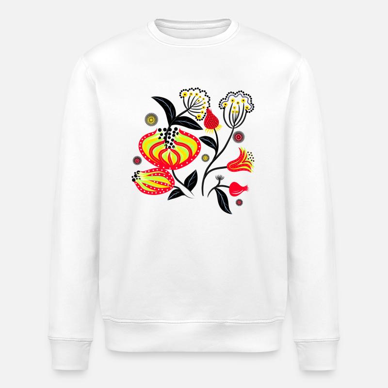 Fleurs peintes - Sweat bio ROLLER Stanley/Stella Unisexe - blanc