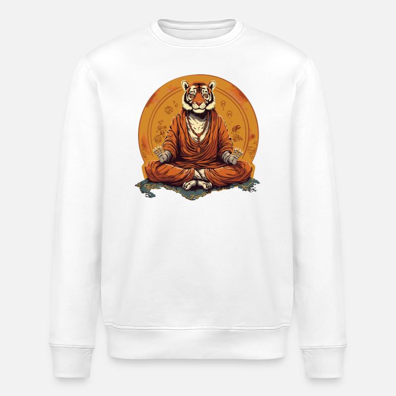 Tiger Buddha - Stanley/Stella Unisex Bio-Sweatshirt ROLLER - Weiß