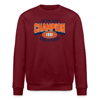 Champion 1991 – Geburtstagsgeschenk College Stil - Stanley/Stella Unisex Bio-Sweatshirt ROLLER - Weiß - Vorne - Nik (191cm)