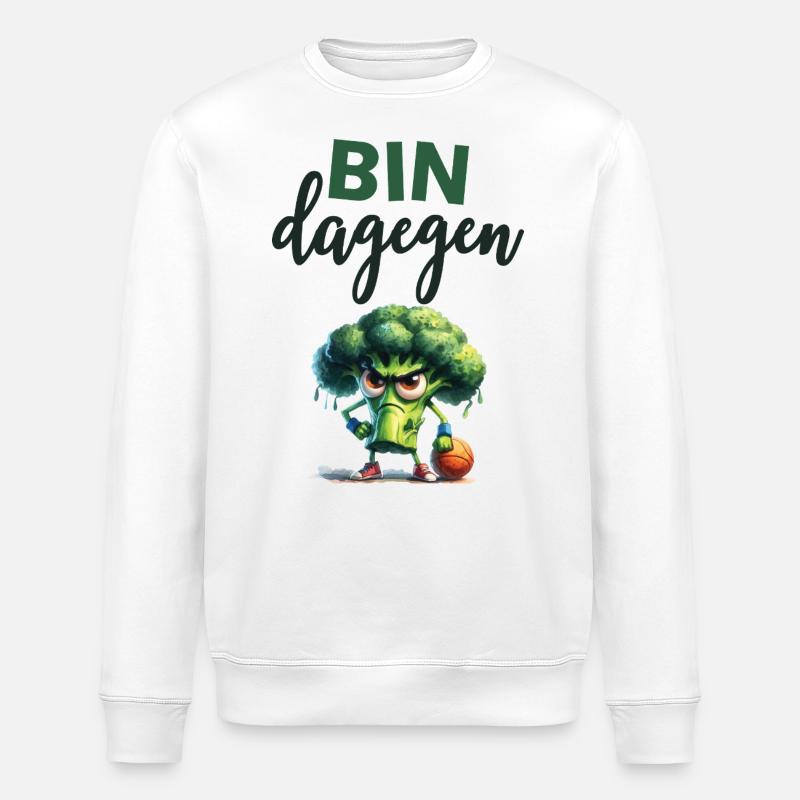 BIN DAGEGEN - Brokkoli - Basketball - Stanley/Stella Unisex Bio-Sweatshirt ROLLER - Weiß