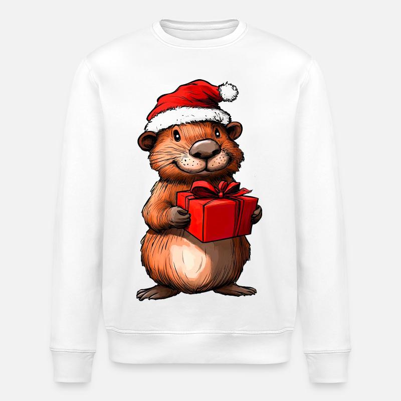 Noël castor / Castor du Père Noël - Sweat bio ROLLER Stanley/Stella Unisexe - blanc