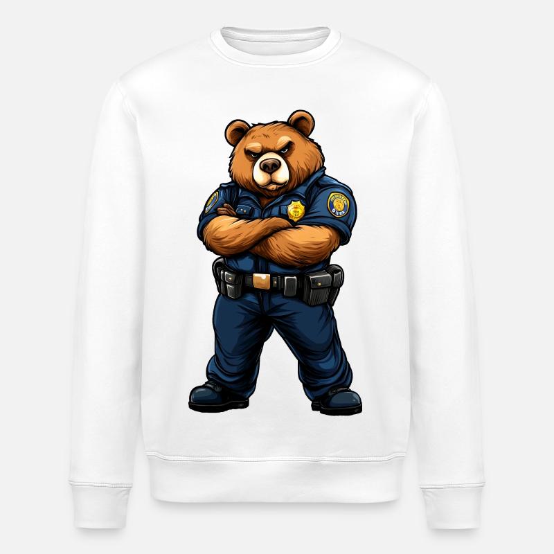 Bären Polizei - Braunbär - Stanley/Stella Unisex Bio-Sweatshirt ROLLER - Weiß