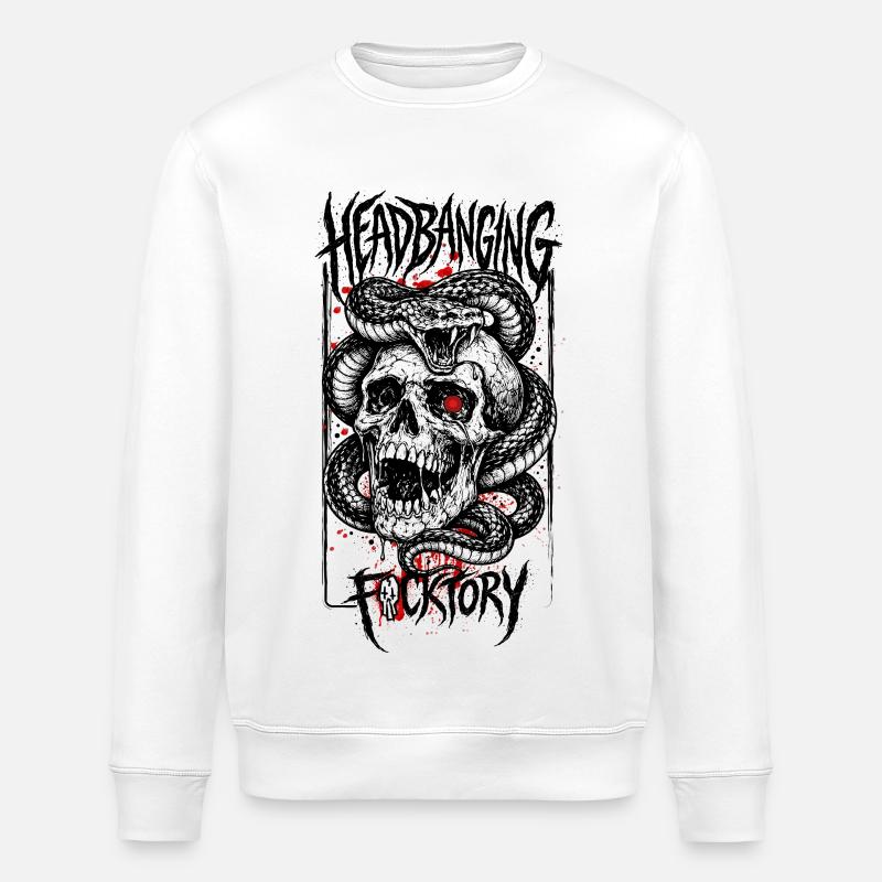 calavera_serpiente - Stanley/Stella ROLLER Unisex Organic Sweatshirt - white