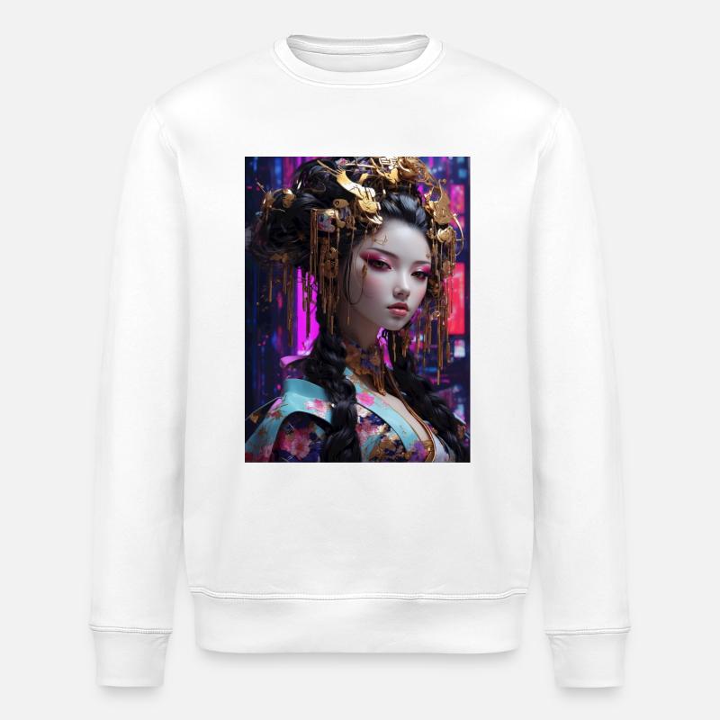 Neo-Geisha: Cyberpunk Anime Style - Sweat bio ROLLER Stanley/Stella Unisexe - blanc