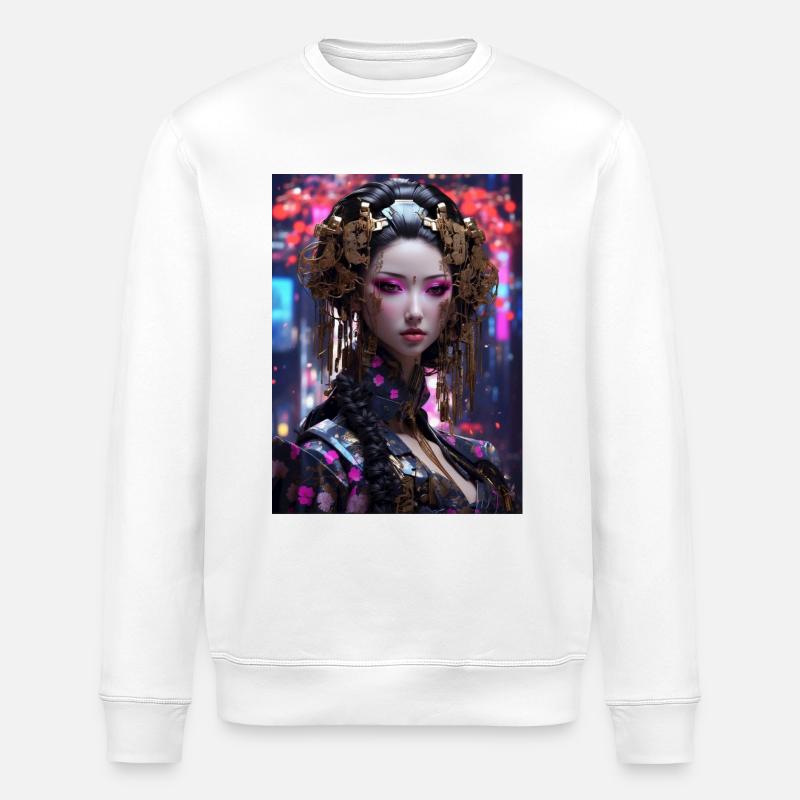 Neo-Geisha: Cyberpunk Anime Style - Sweat bio ROLLER Stanley/Stella Unisexe - blanc