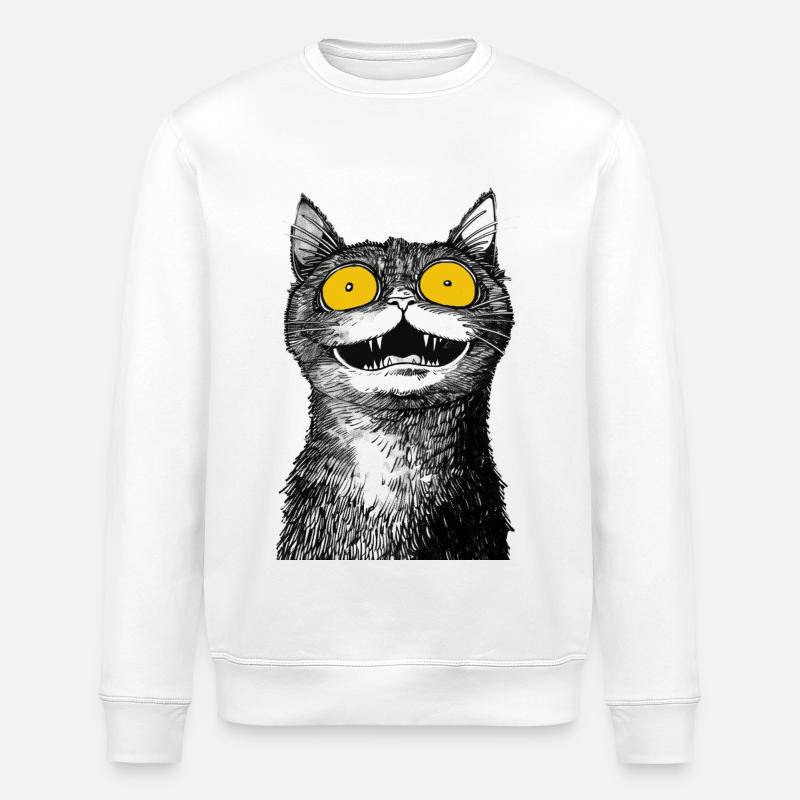 Chat rhinocéros noir et blanc - Sweat bio ROLLER Stanley/Stella Unisexe - blanc