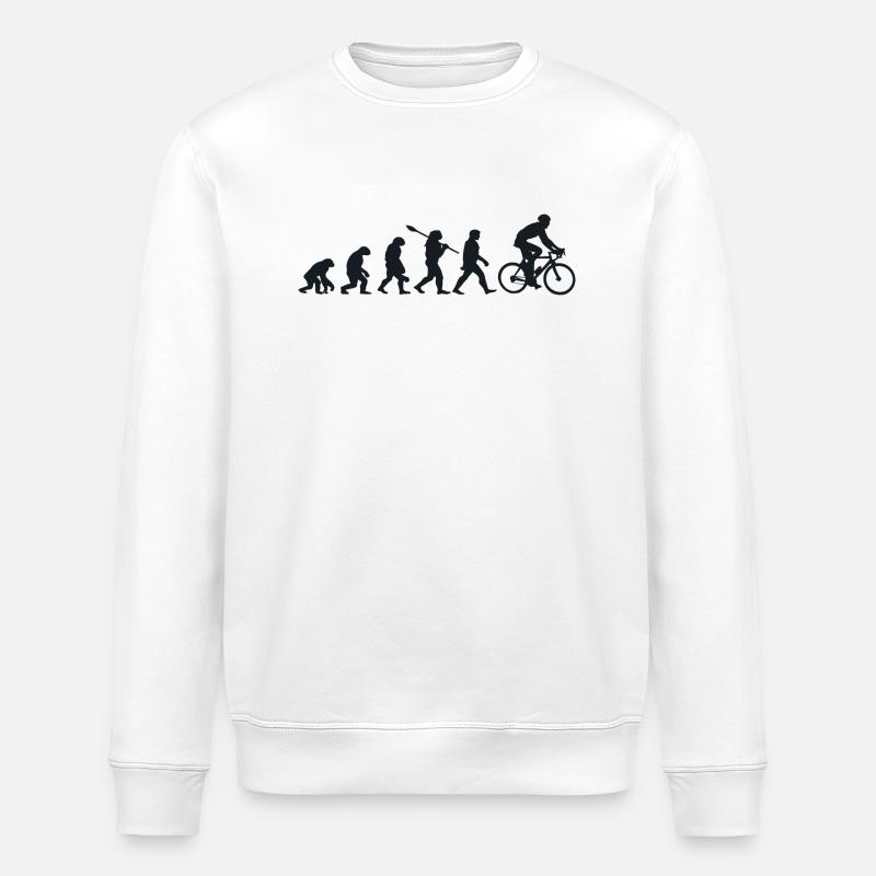 Darwin Evolution für Radfahrer 🚴 ♀️ - Stanley/Stella Unisex Bio-Sweatshirt ROLLER - Weiß