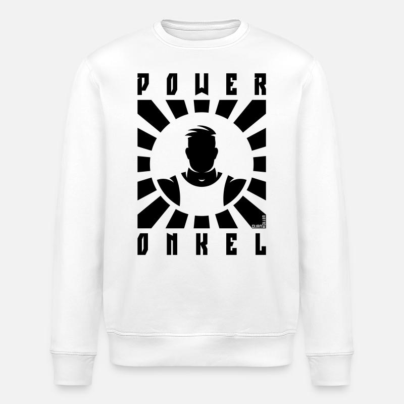 Power Onkel (Poweronkel / Strahlen / Black) - Stanley/Stella Unisex Bio-Sweatshirt ROLLER - Weiß
