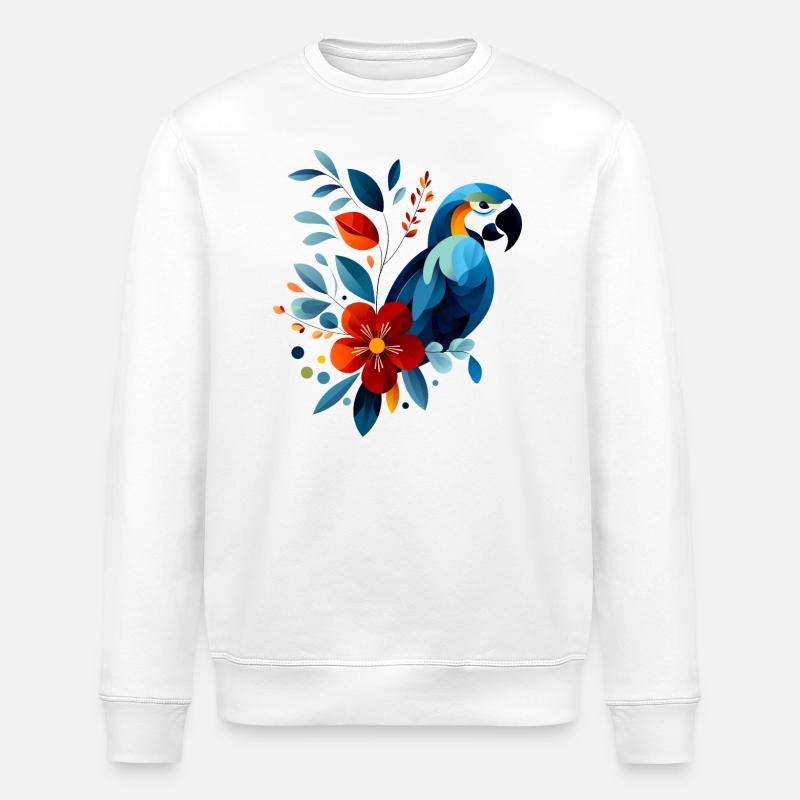 Floraler Papagei - Stanley/Stella Unisex Bio-Sweatshirt ROLLER - Weiß