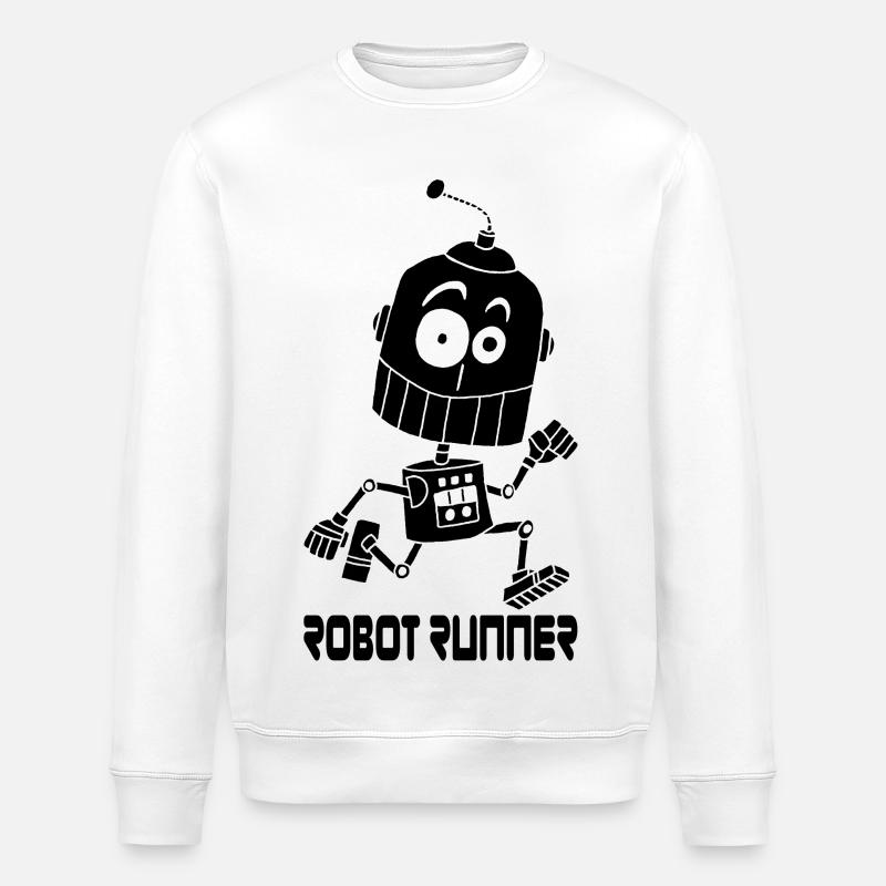 Schwarzer Roboter-Läufer - Stanley/Stella Unisex Bio-Sweatshirt ROLLER - Weiß