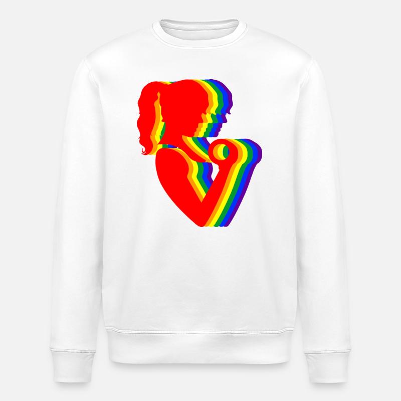 Regenbogen Silhouette Frau mit Hantel - Stanley/Stella Unisex Bio-Sweatshirt ROLLER - Weiß