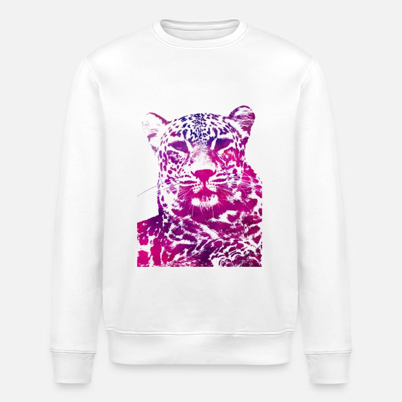 Rosa Leopardenkopf - Stanley/Stella Unisex Bio-Sweatshirt ROLLER - Weiß