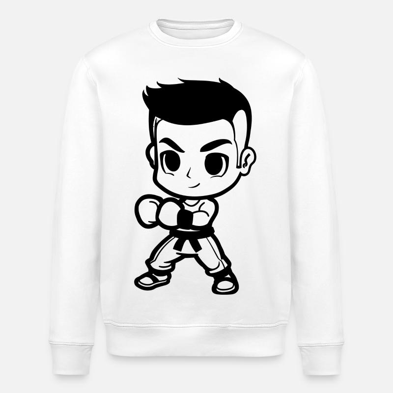 Kickboxing Junge Comic Look - Stanley/Stella Unisex Bio-Sweatshirt ROLLER - Weiß
