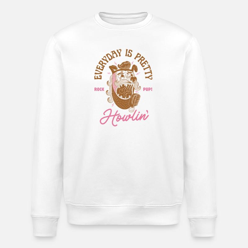 Everyday is Howlin’ – Rock’n’Roll Hund - Stanley/Stella Unisex Bio-Sweatshirt ROLLER - Weiß