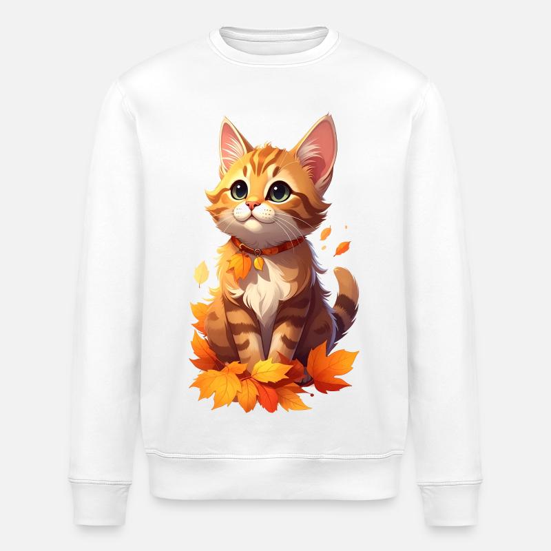 Chat en automne - Sweat bio ROLLER Stanley/Stella Unisexe - blanc