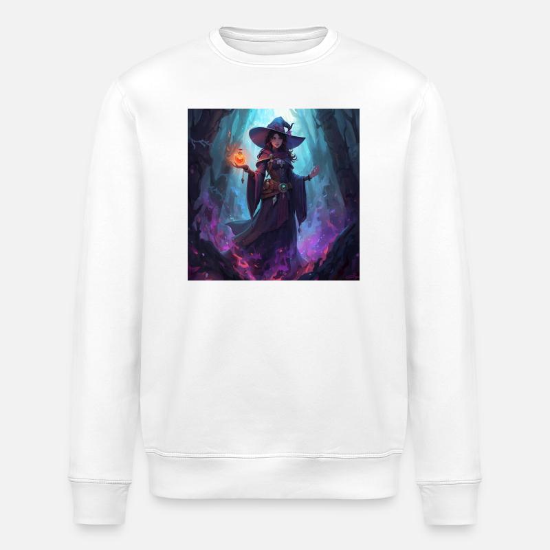 Enchanted Cave Witch - Stanley/Stella ROLLER Unisex Organic Sweatshirt - white