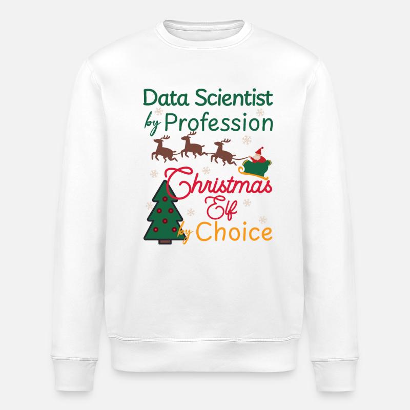 Data Scientist Christmas Xmas Elf - Stanley/Stella ROLLER Unisex Organic Sweatshirt - white