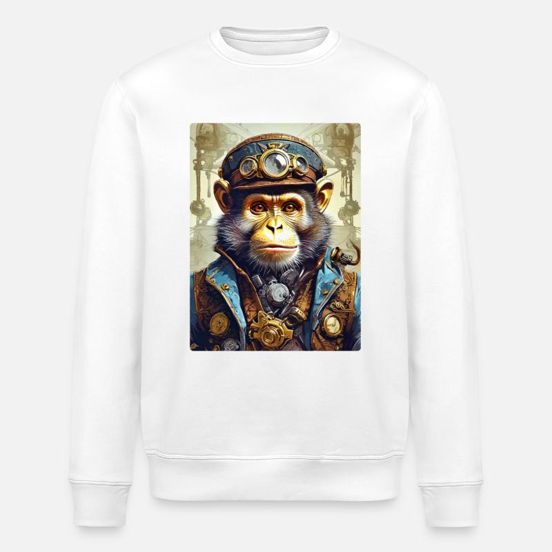 Singe Steampunk 1.3 - Sweat bio ROLLER Stanley/Stella Unisexe - blanc