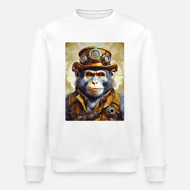 Steampunk Monkey 1.13 - Stanley/Stella ROLLER Unisex Organic Sweatshirt - white