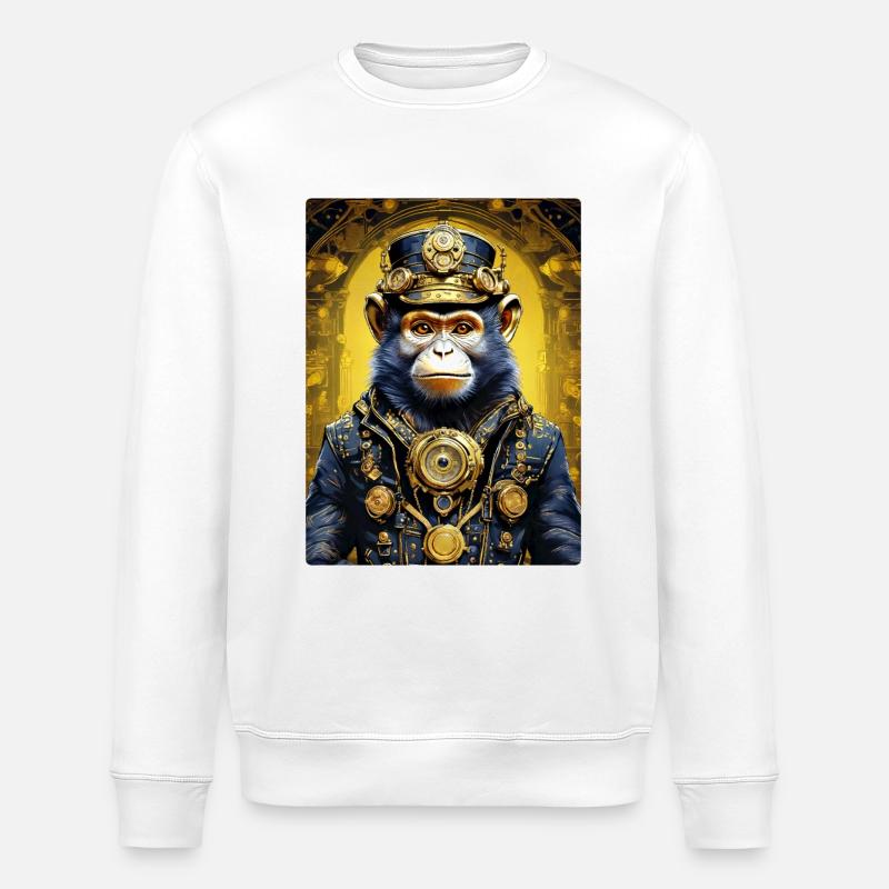 Steampunk Monkey 1.14 - Stanley/Stella ROLLER Unisex Organic Sweatshirt - white