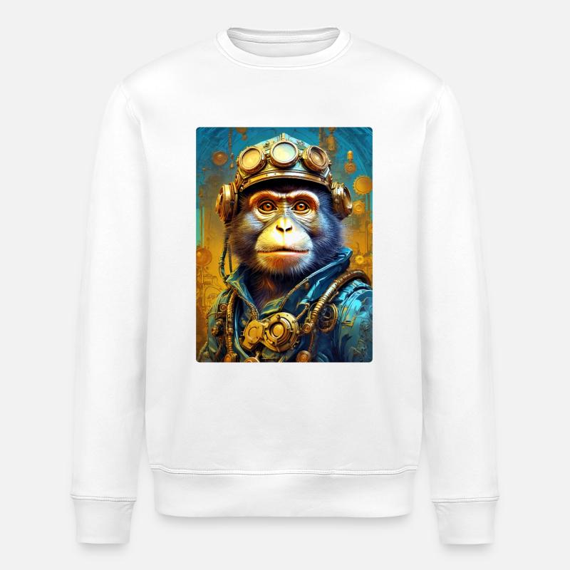 Steampunk Monkey 1.15 - Stanley/Stella ROLLER Unisex Organic Sweatshirt - white