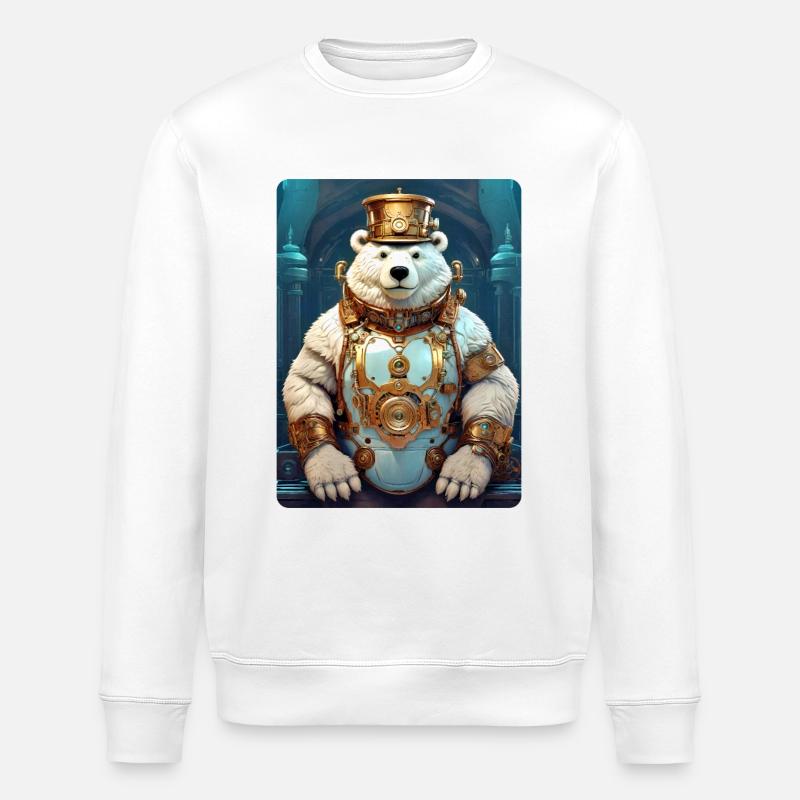 Steampunk Ice Bear 1.1 - Stanley/Stella ROLLER Unisex Organic Sweatshirt - white