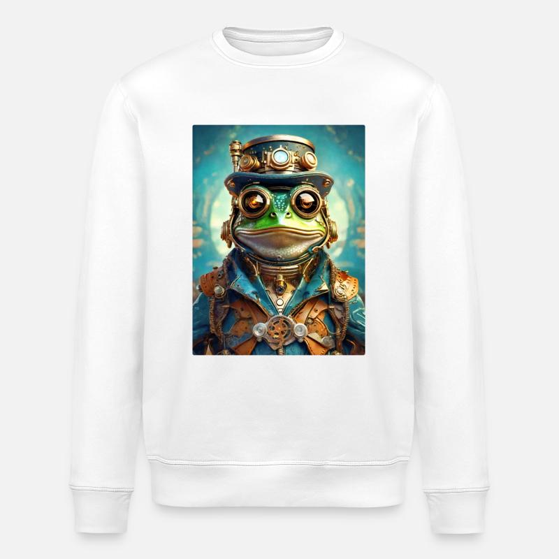 Steampunk Frosch 1.2 - Stanley/Stella Unisex Bio-Sweatshirt ROLLER - Weiß
