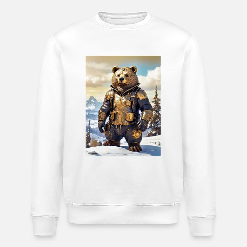 Steampunk Winterlandschaft Bär 1.3 - Stanley/Stella Unisex Bio-Sweatshirt ROLLER - Weiß