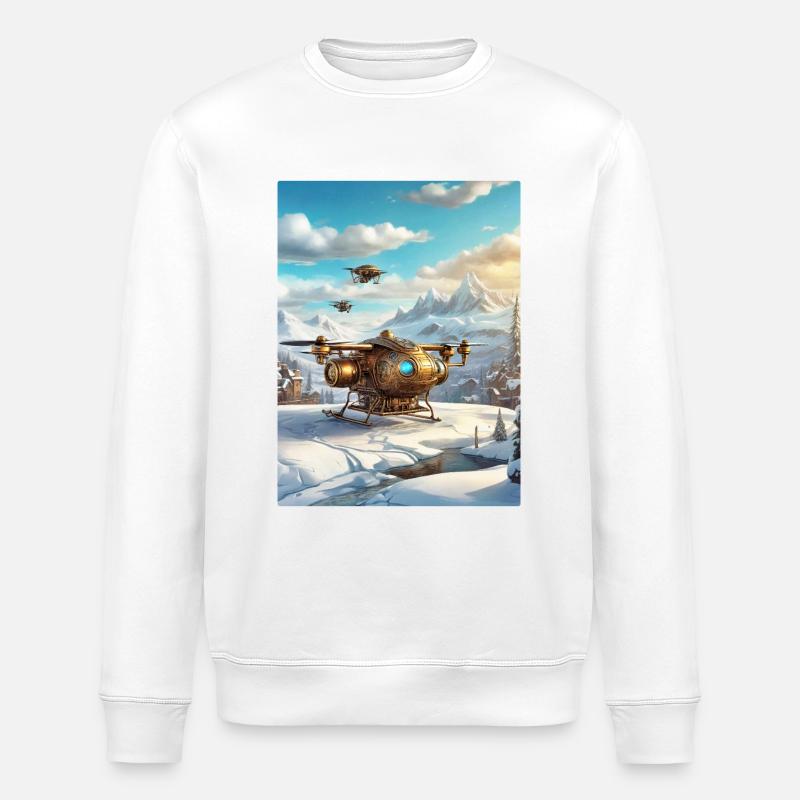 Steampunk Winterlandschaft Drohne 1.6 - Stanley/Stella Unisex Bio-Sweatshirt ROLLER - Weiß