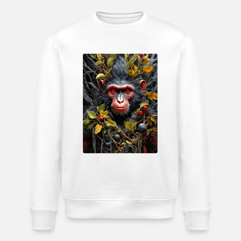 Gruselige Pflanzen Affe 1.8 - Stanley/Stella Unisex Bio-Sweatshirt ROLLER - Weiß