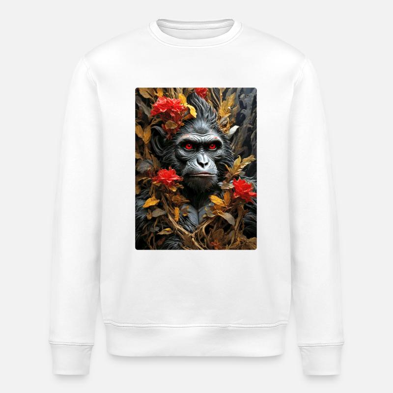 Gruselige Pflanzen Affe 1.10 - Stanley/Stella Unisex Bio-Sweatshirt ROLLER - Weiß