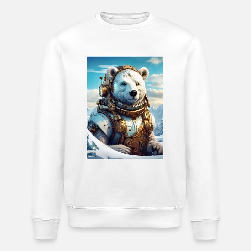 Steampunk Winterlandschaft Eisbär 1.3 - Stanley/Stella Unisex Bio-Sweatshirt ROLLER - Weiß