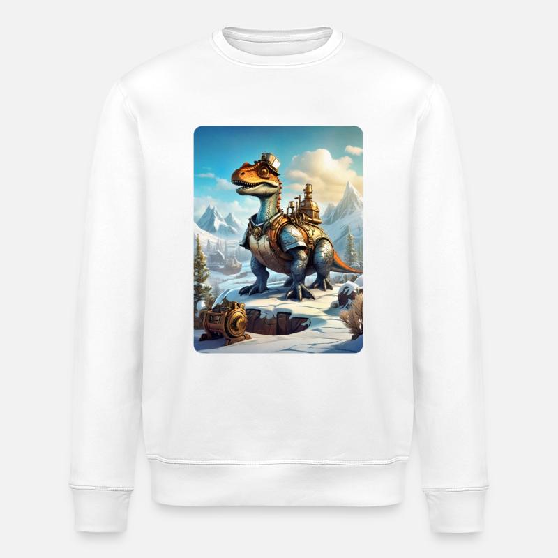 Steampunk Winterlandschaft Dino 1.1 - Stanley/Stella Unisex Bio-Sweatshirt ROLLER - Weiß