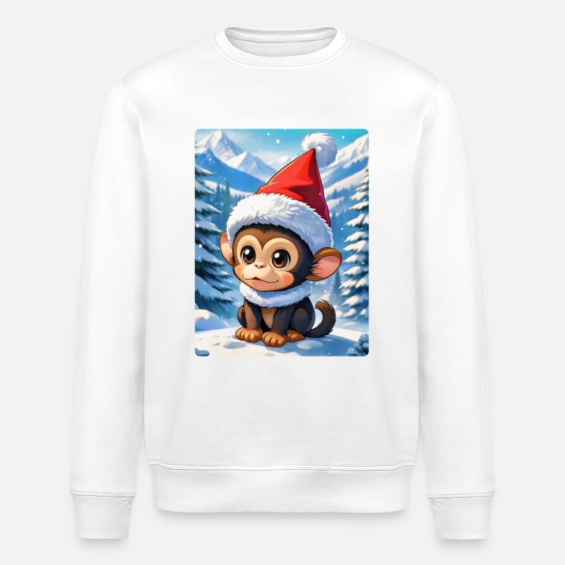 Anime Winterlandschaft Affe 1.3 - Stanley/Stella Unisex Bio-Sweatshirt ROLLER - Weiß