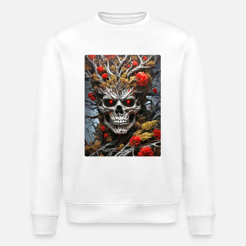 Spooky Plants Skull 1 3 - Stanley/Stella ROLLER Unisex Organic Sweatshirt - white