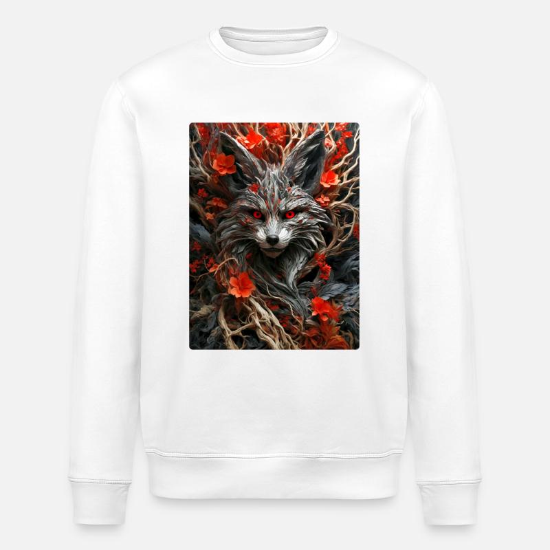 Spooky Plants Fox 1.1 - Stanley/Stella ROLLER Unisex Organic Sweatshirt - white