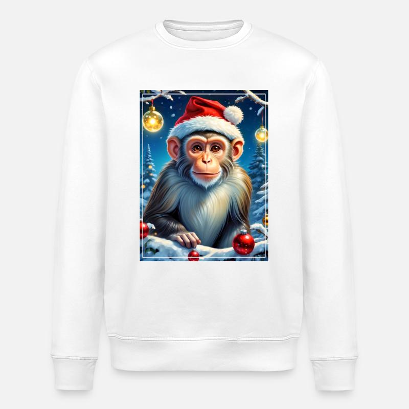 Winter Landscape Monkey 1.1 - Stanley/Stella ROLLER Unisex Organic Sweatshirt - white