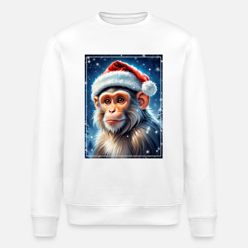 Winter Landscape Monkey 1.3 - Stanley/Stella ROLLER Unisex Organic Sweatshirt - white